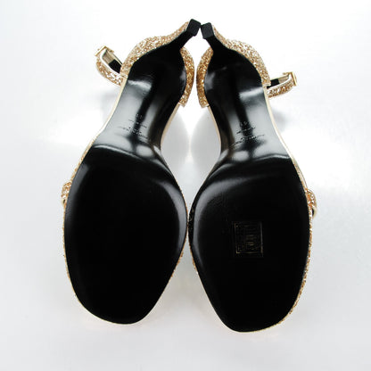 Saint Laurent Glitter Jane 110 Ankle Strap Sandals 41 Platino 5 of 8