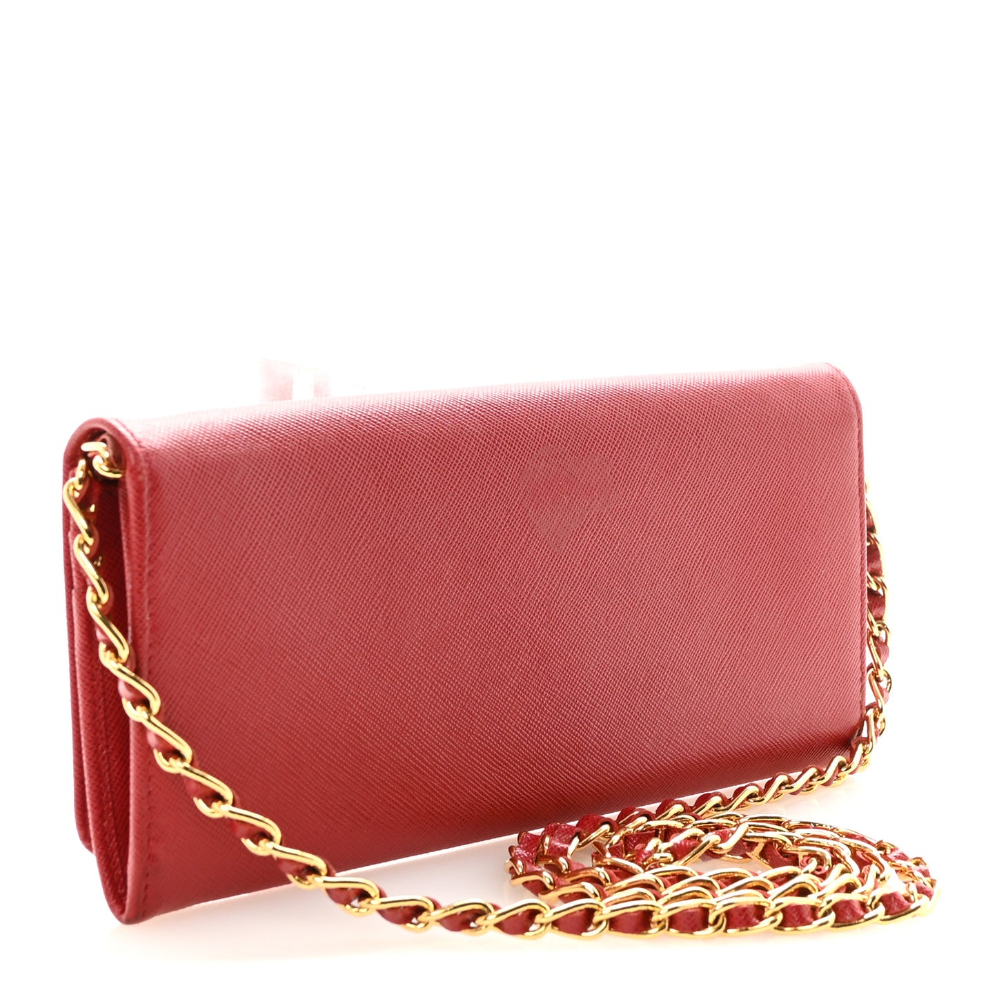 Saffiano Metal Oro Chain Wallet Fuoco