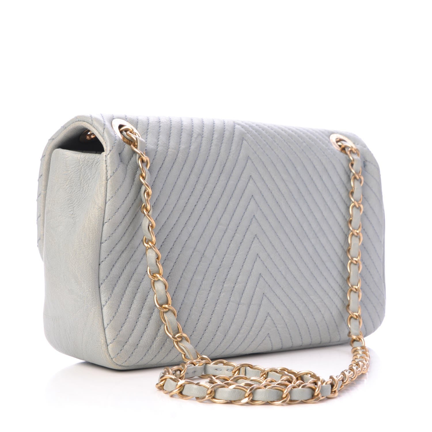 Chanel Calfskin Surpique Chevron Medium Flap Grey 3 of 8