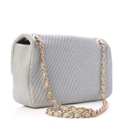 Chanel Calfskin Surpique Chevron Medium Flap Grey 3 of 8