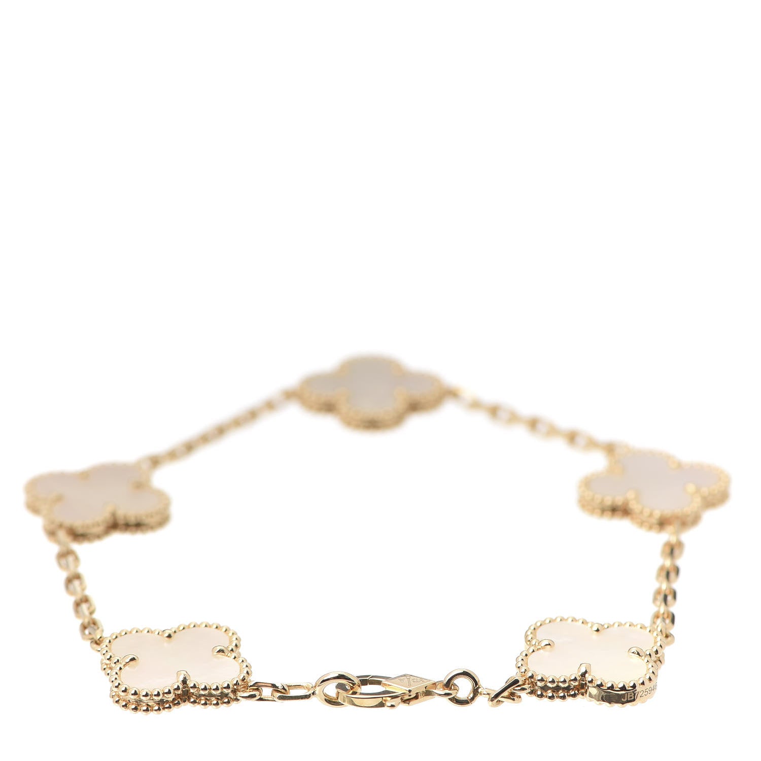 Van Cleef & Arpels 18K Yellow Gold Mother of Pearl 5 Motifs Vintage Alhambra Bracelet 3 of 7