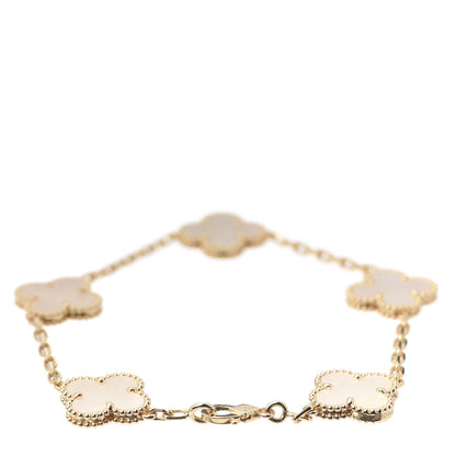 Van Cleef & Arpels 18K Yellow Gold Mother of Pearl 5 Motifs Vintage Alhambra Bracelet 3 of 7