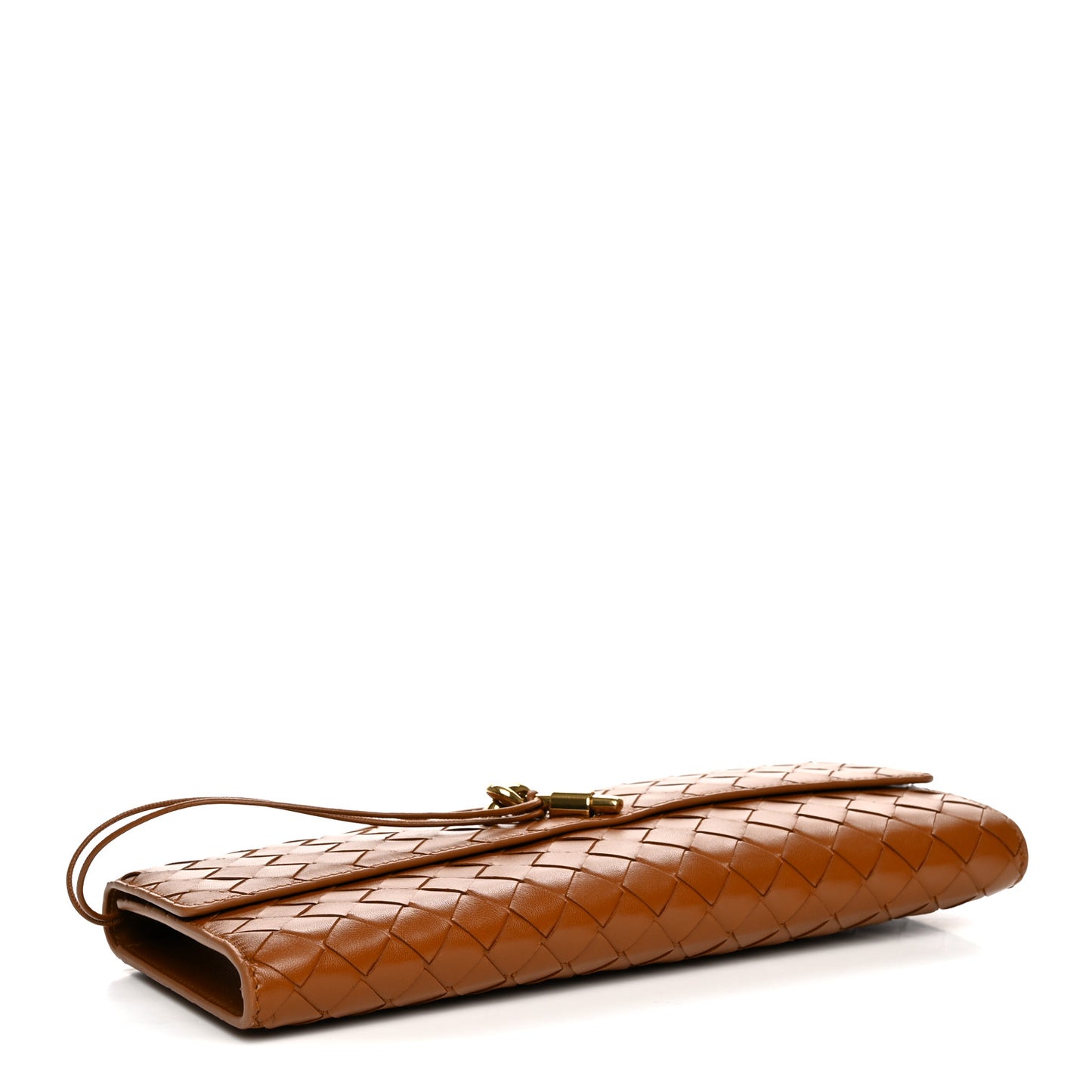 Nappa Intrecciato Long Andiamo Top Handle Clutch  Amber