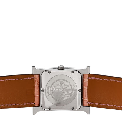 Hermes Stainless Steel Alligator 26mm Heure H Hour Double Tour Quartz Watch Pink 4 of 4