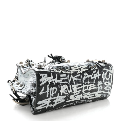 Balenciaga Agneau Arena Graffiti Neo Cagole Handbag XS Black White 4 of 9