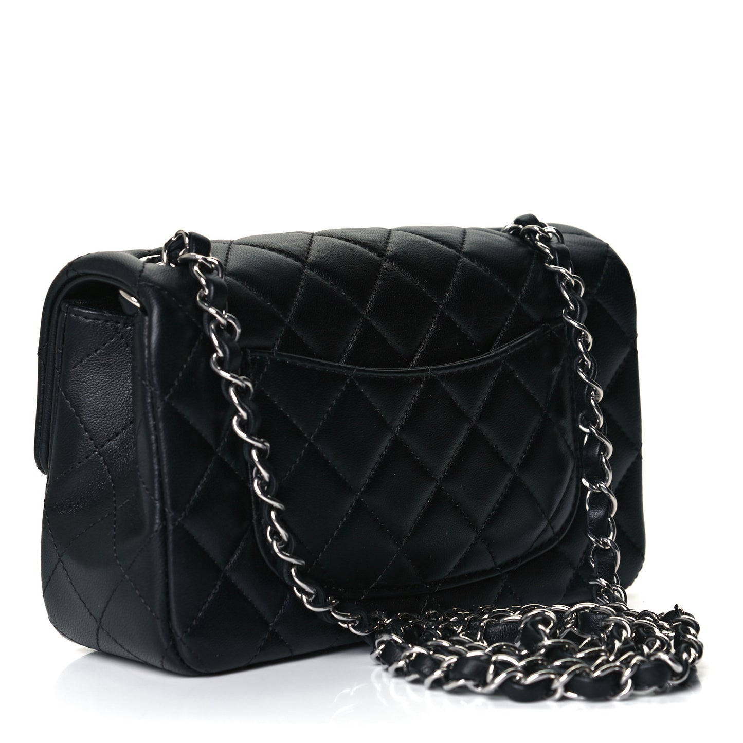 Lambskin Quilted Mini Rectangular Flap Black