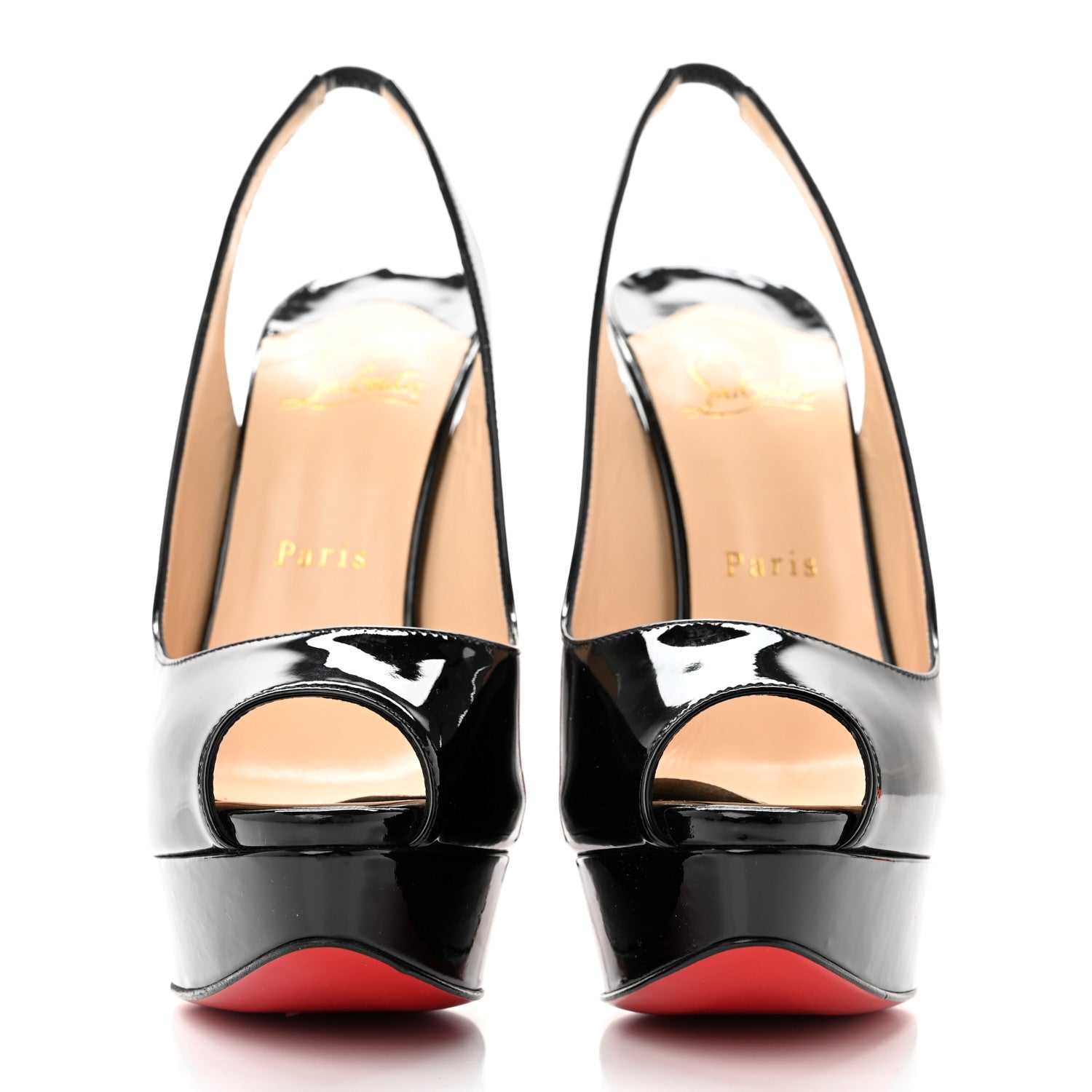 Christian Louboutin Patent Lady Peep Sling 150 Pumps 39 Black 2 of 9