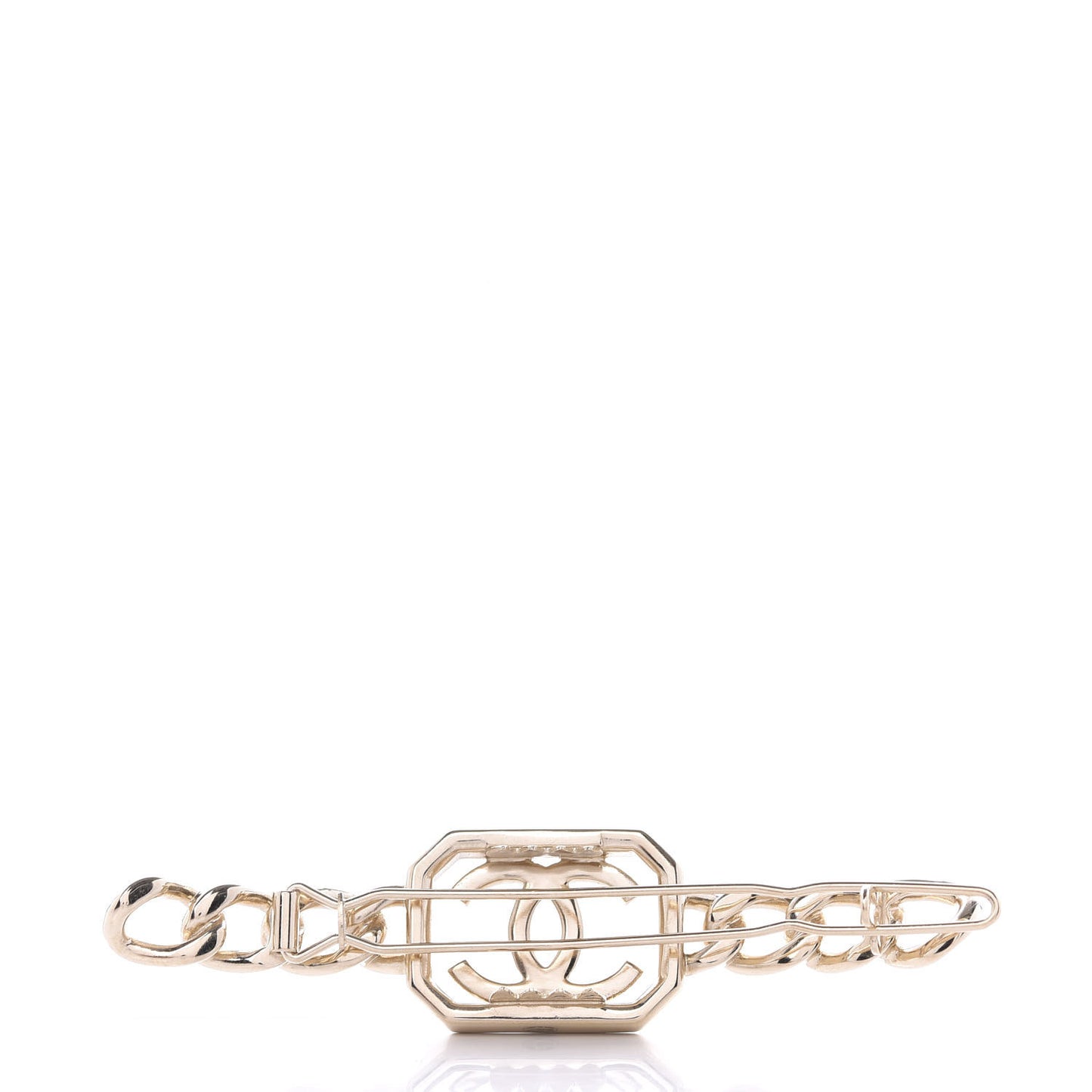 Crystal Chain CC Vendome Hair Clip Barrette Gold
