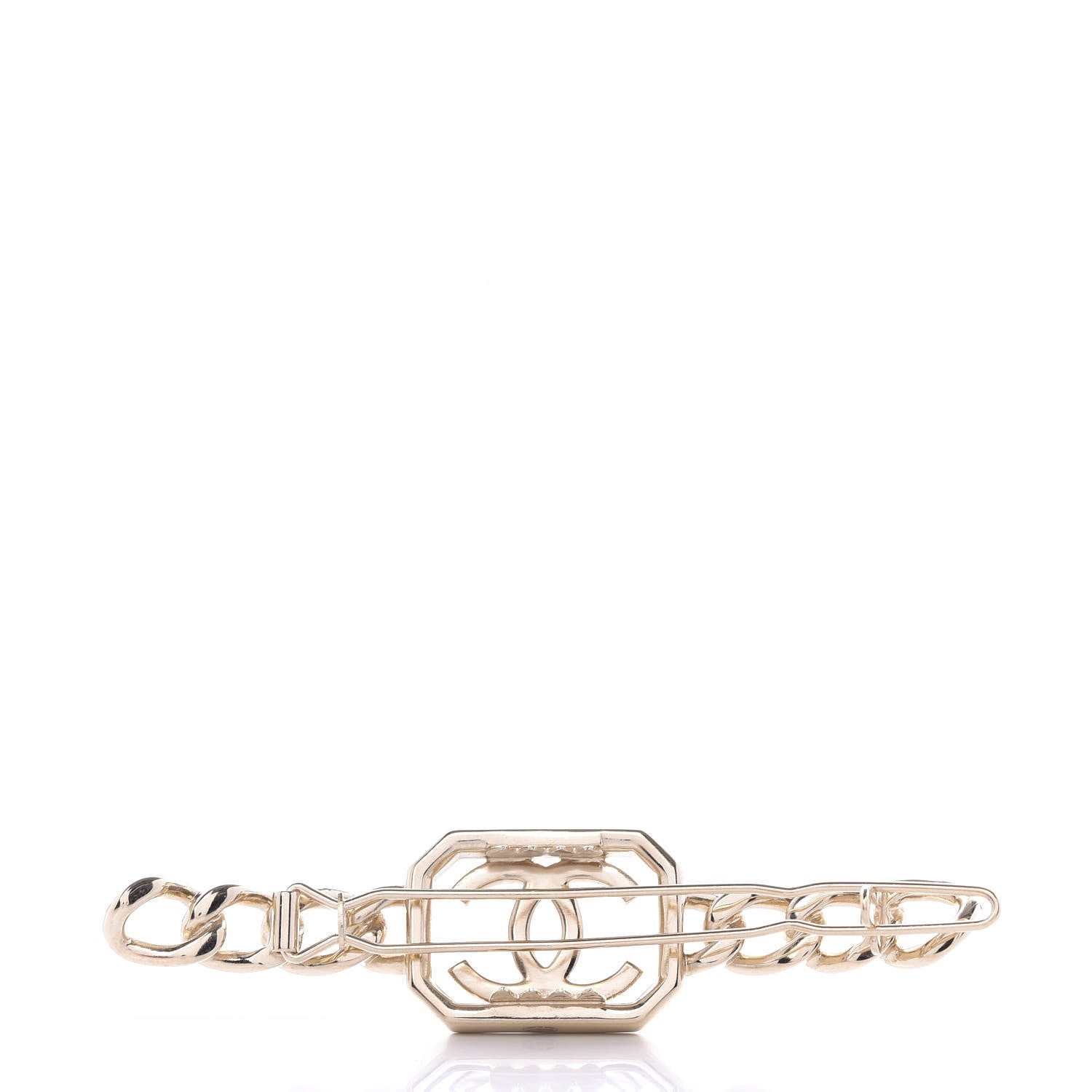 Chanel Crystal Chain CC Vendome Hair Clip Barrette Gold 2 of 4
