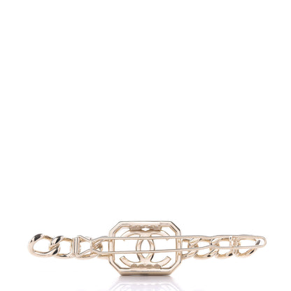 Chanel Crystal Chain CC Vendome Hair Clip Barrette Gold 2 of 4