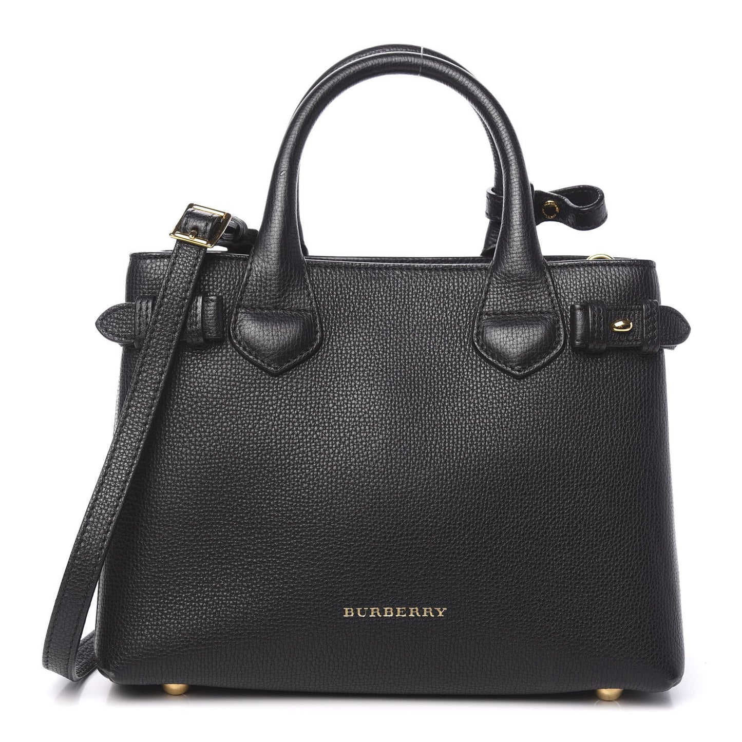 Grainy Calfskin House Check Small Banner Tote Black
