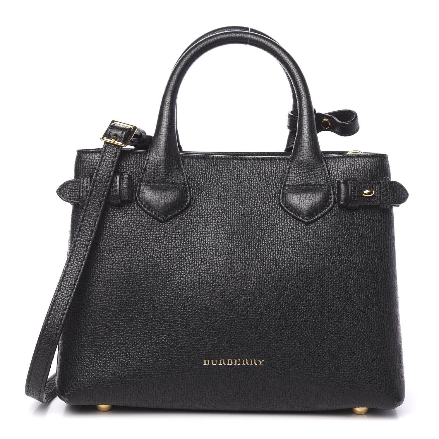 Burberry Grainy Calfskin House Check Small Banner Tote Black 1 of 14