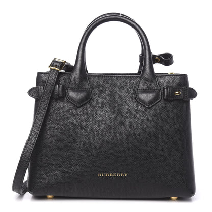 Burberry Grainy Calfskin House Check Small Banner Tote Black 1 of 14