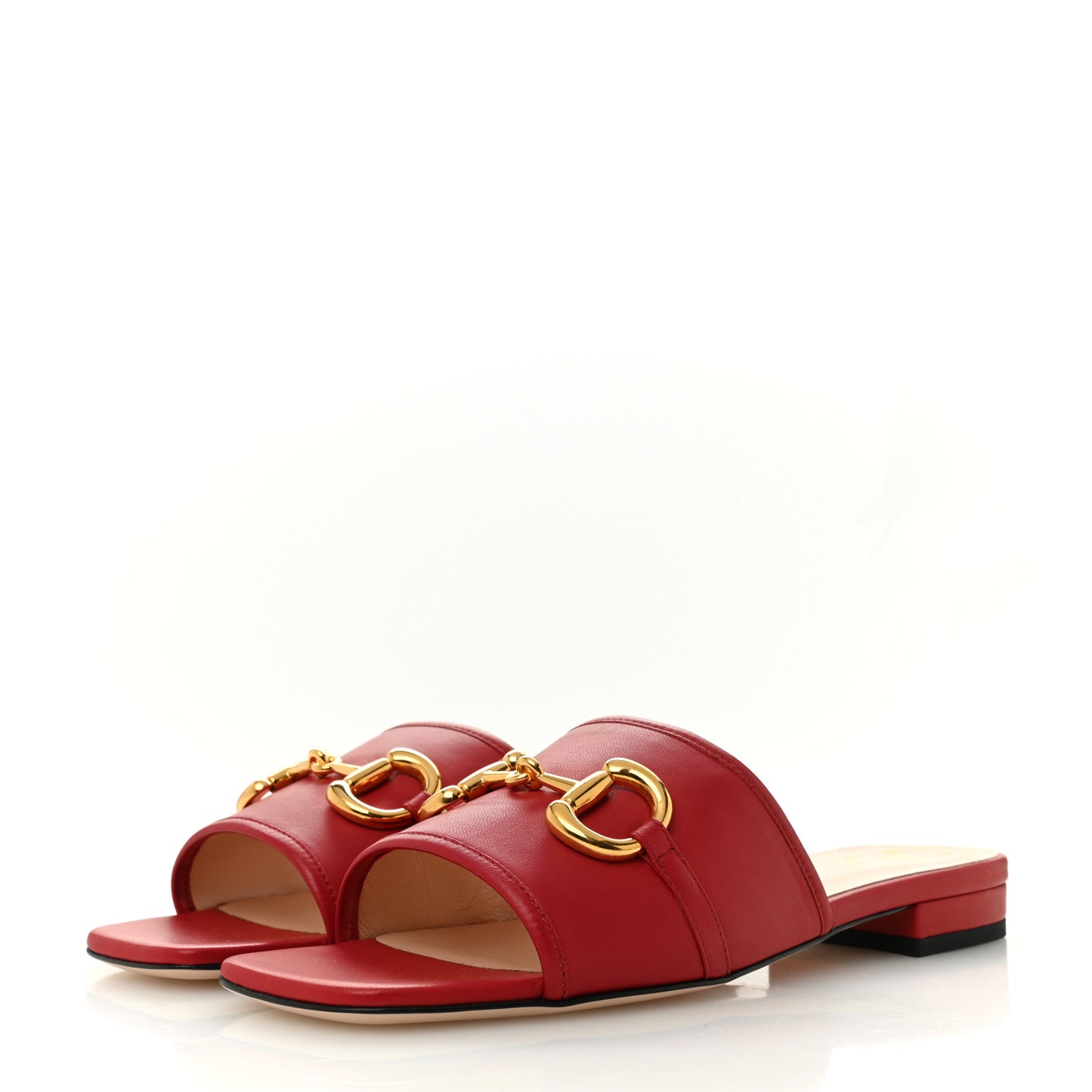Nappa Horsebit Flat Slide Sandals 39 Red Blood
