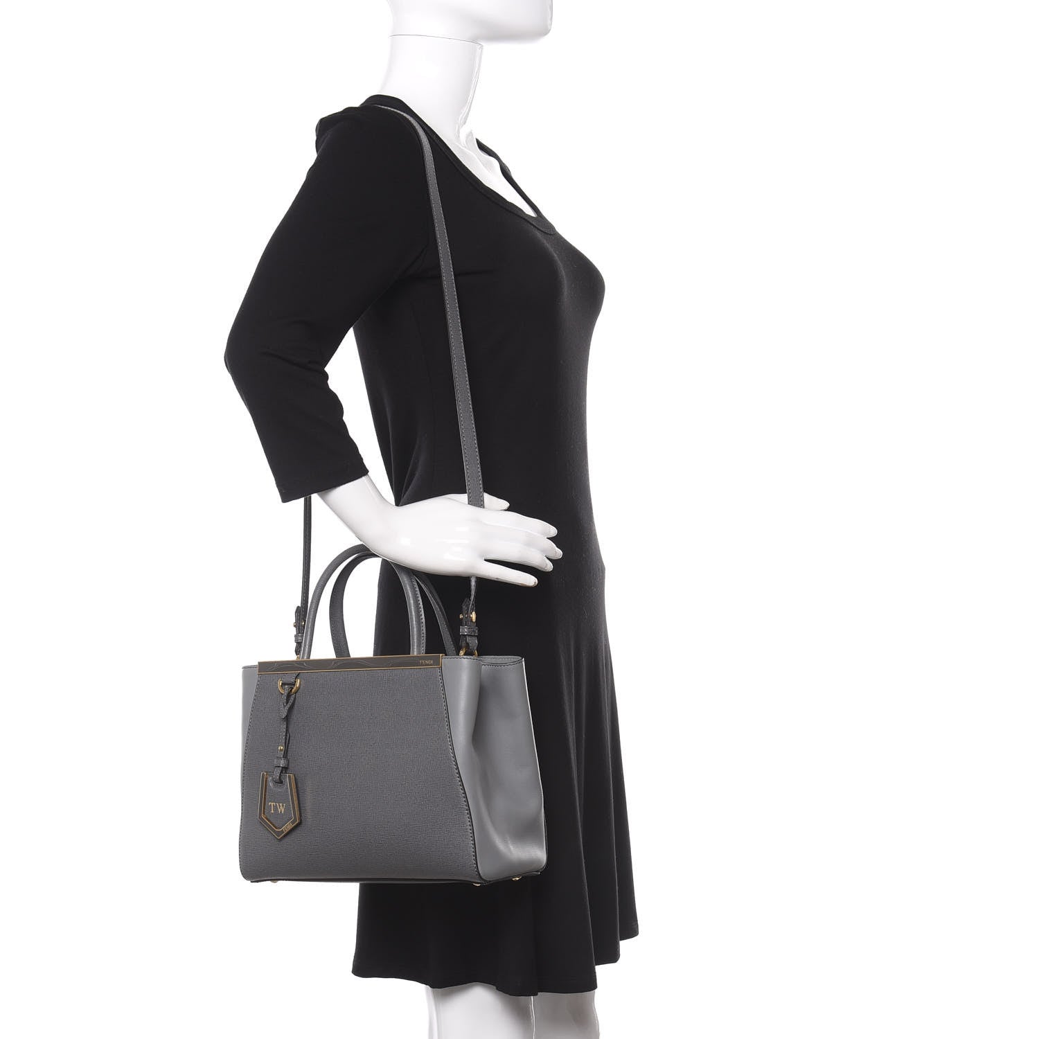 Fendi Vitello Elite Petite 2Jours Tote Grigio Grigio Chiaro 2 of 11