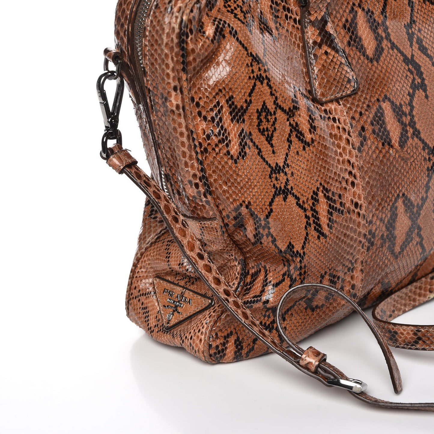Shiny Python Bauletto Tote Brandy