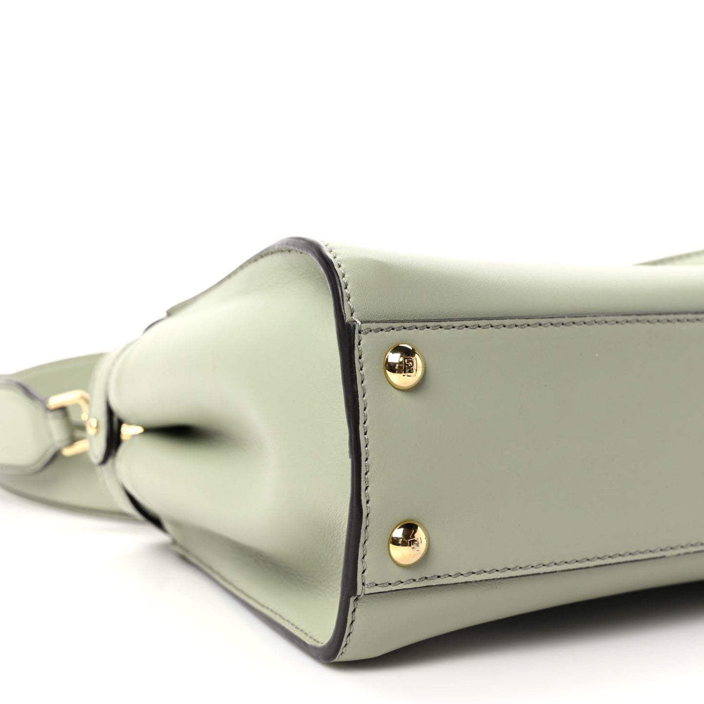 Vitello Seta Canvas FF Embroidered Mini Peekaboo Iconic Satchel Green Tea