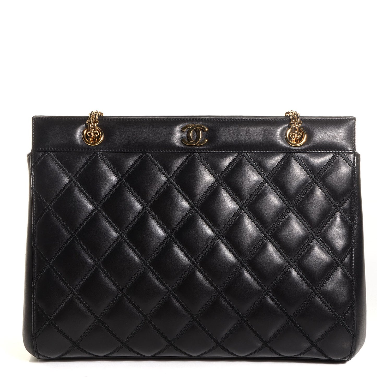 Lambskin Quilted Shoulder Bag Black
