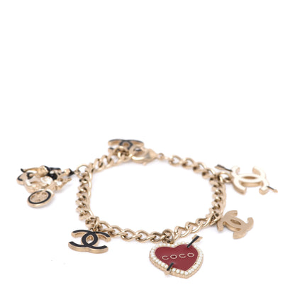 Chanel Metal Enamel Chain CC Charm Bracelet Gold Multicolor 1 of 5