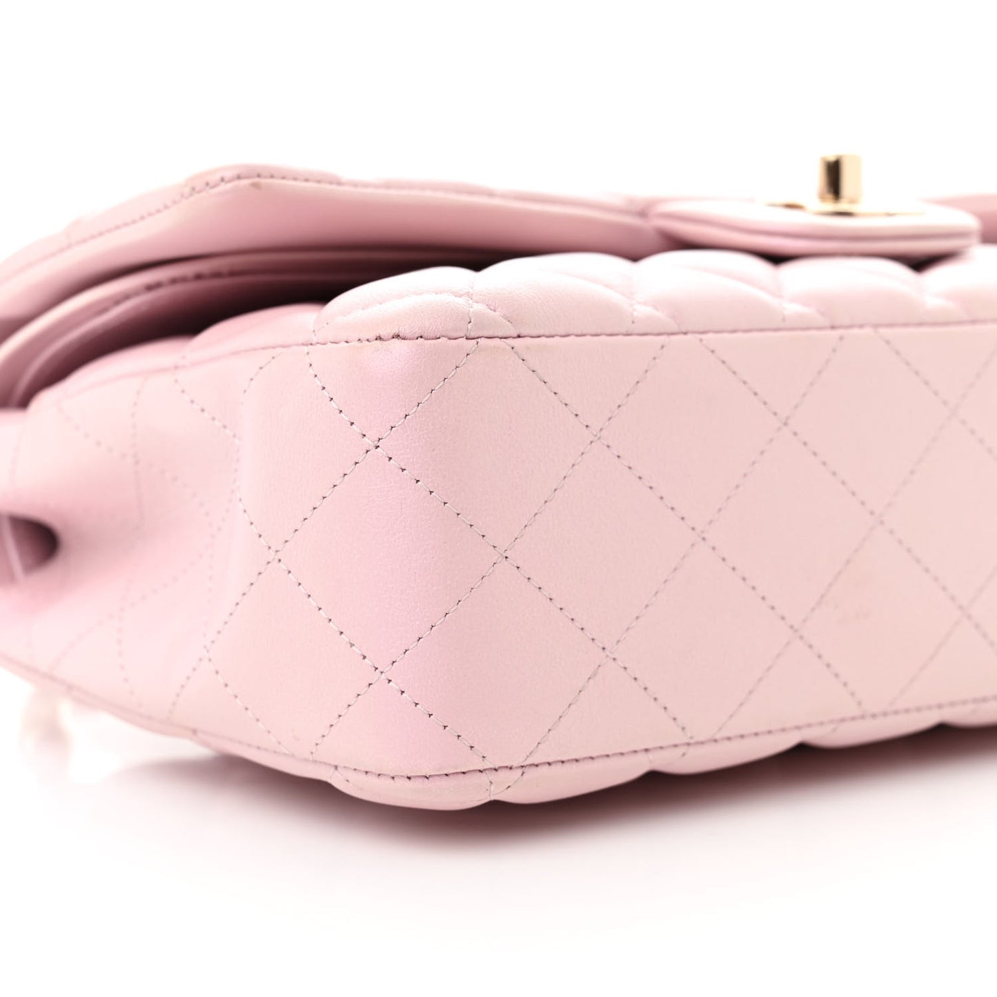 Iridescent Calfskin Quilted Medium Double Flap Light Pink