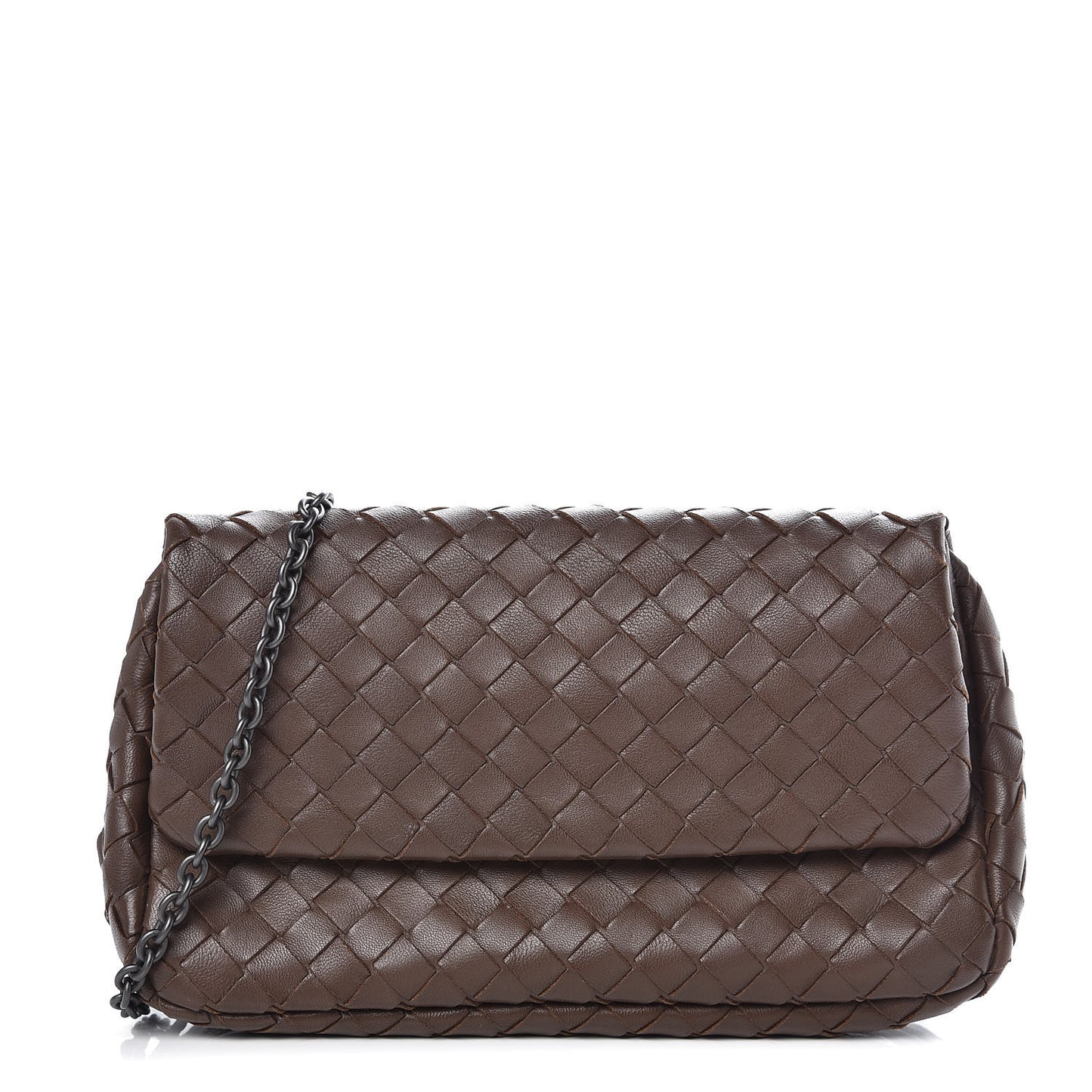 Nappa Intrecciato Small Chain Crossbody Ebano