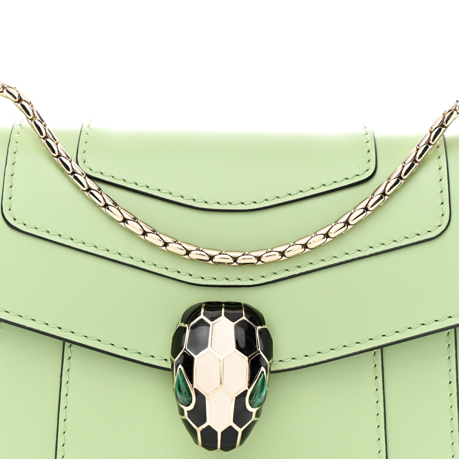 Bulgari Calfskin Small Serpenti Forever Snake Strap Crossbody Bag Light Green 9 of 11