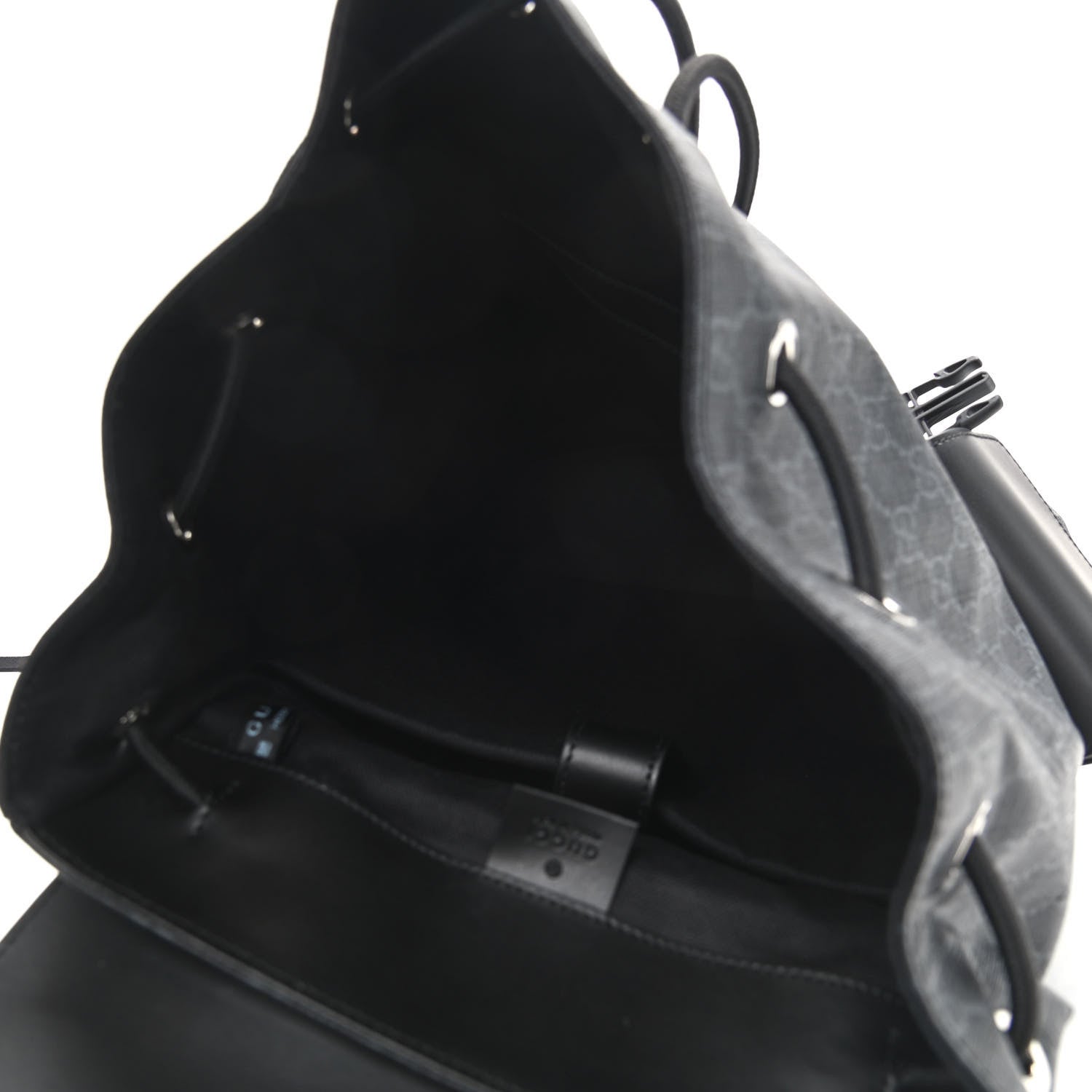 Gucci Soft GG Supreme Monogram Appia Calfskin Web Double Buckle Backpack Black 5 of 10
