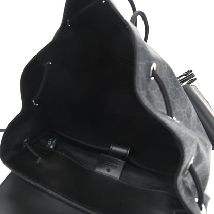 Gucci Soft GG Supreme Monogram Appia Calfskin Web Double Buckle Backpack Black 5 of 10