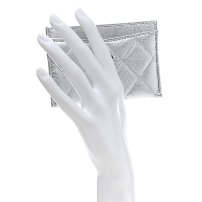 Chanel Metallic Lambskin Quilted Card Holder Silver 2 of 8