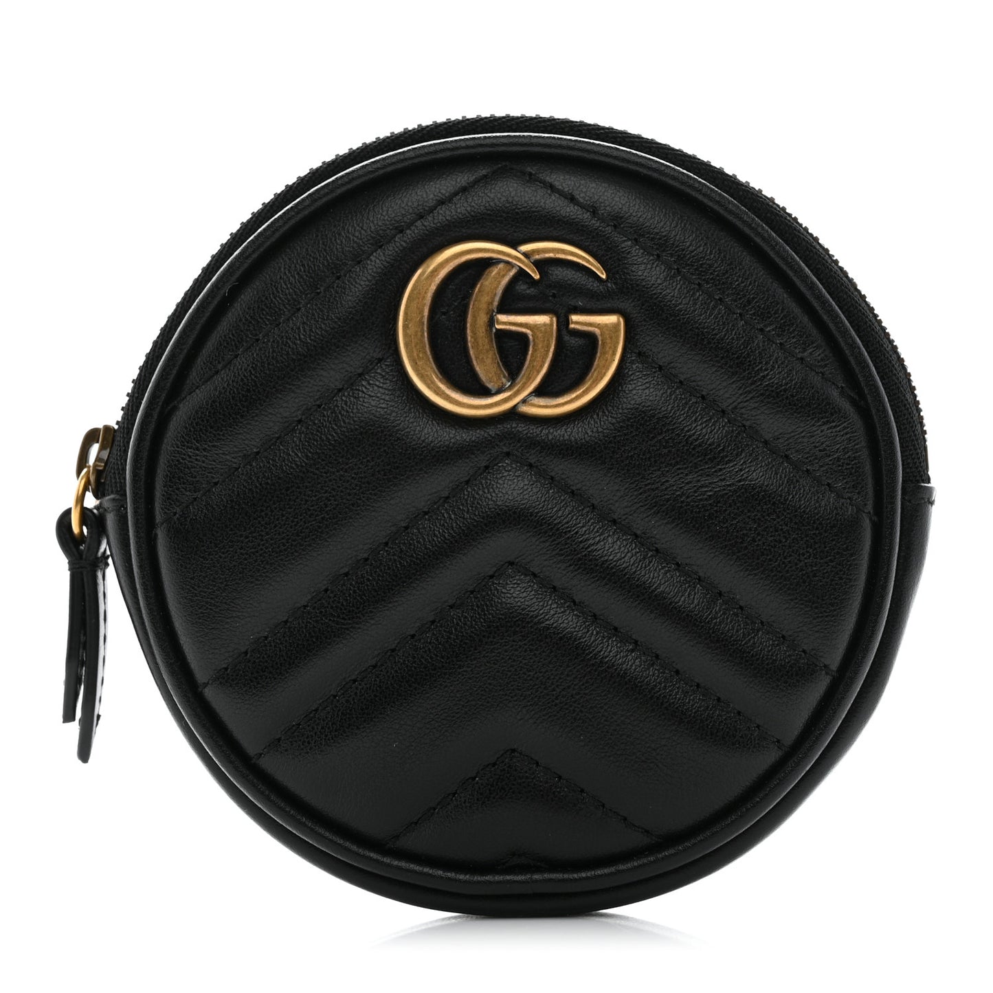 Calfskin Matelasse GG Marmont Round Coin Purse Black