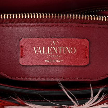 Valentino Garavani Calfskin Piper Feather Joylock Flap Messenger Bag Red 6 of 11