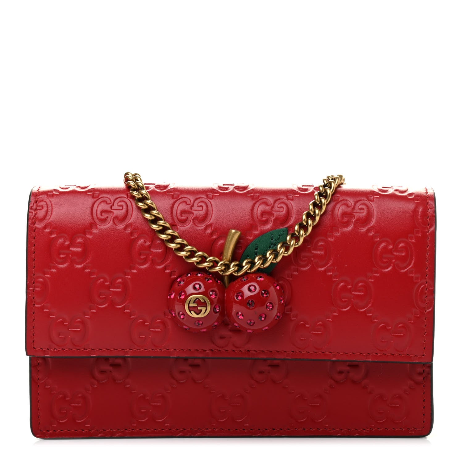 Gucci Guccissima Mini Cherry Chain Bag Hibiscus Red 1 of 10