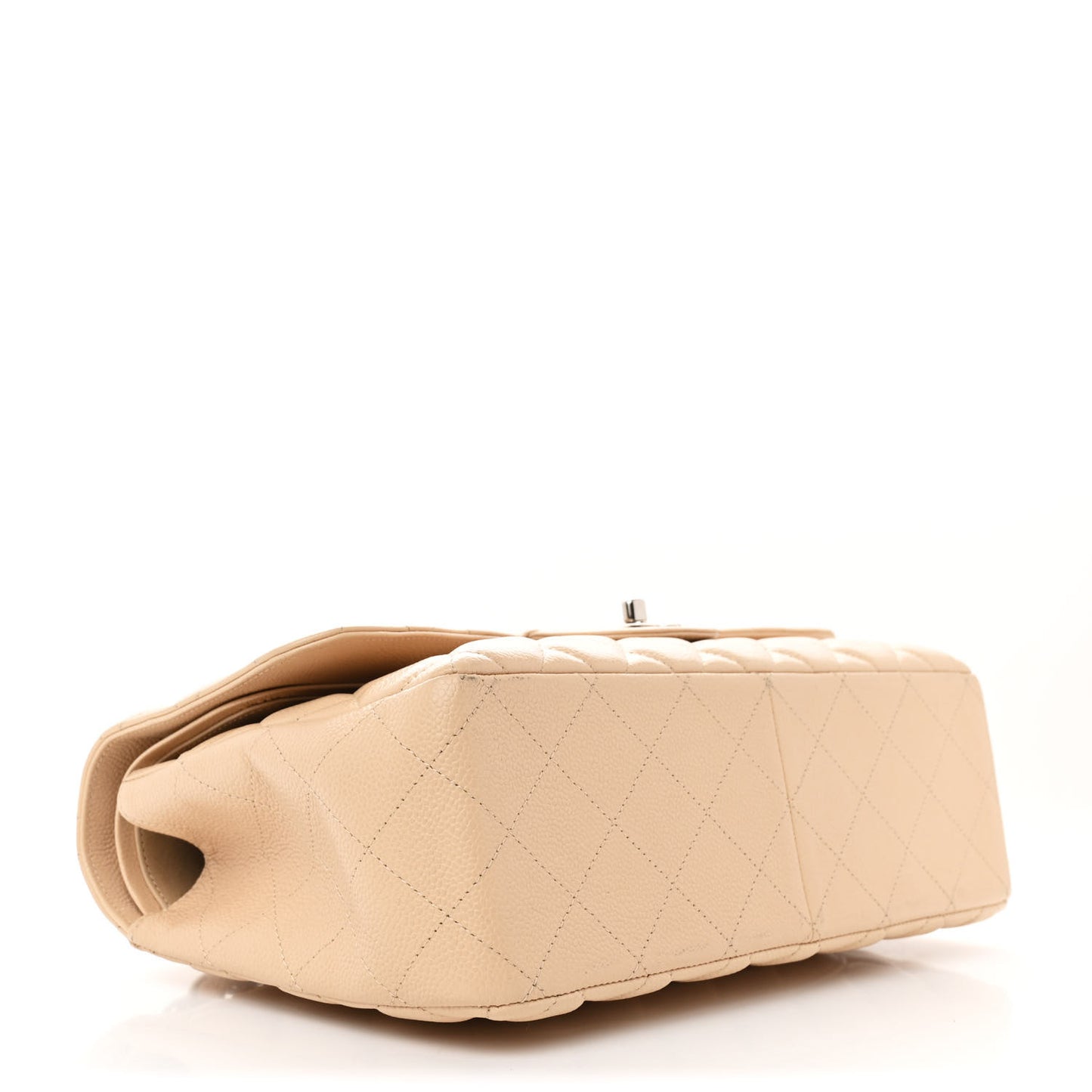 Caviar Quilted Jumbo Double Flap Beige