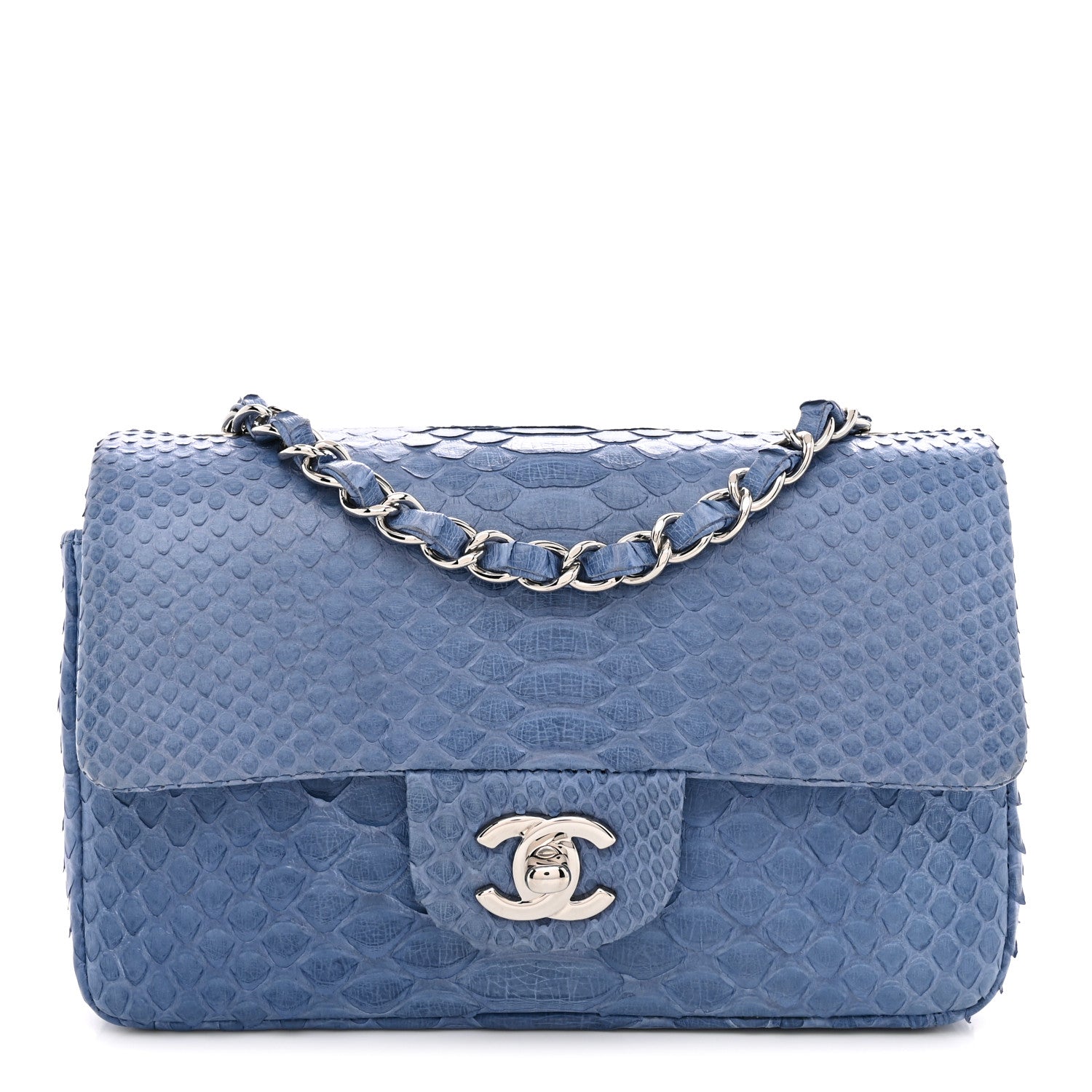 Chanel Snakeskin Mini Rectangular Flap Blue 1 of 11