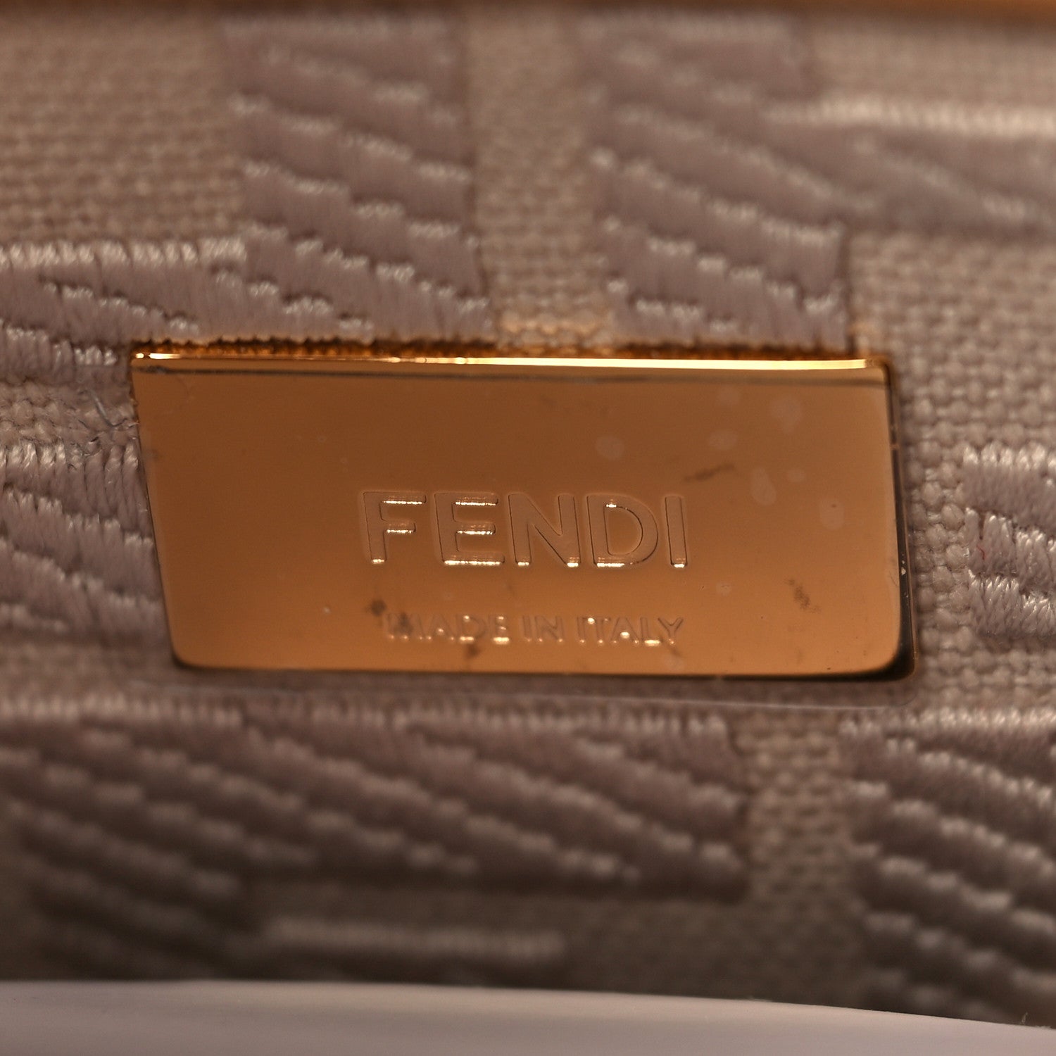 Fendi Vitello Seta Canvas FF Embroidered Mini Peekaboo Iconic Satchel Miele Scuro Poudre 6 of 9