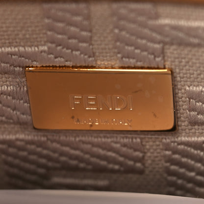 Fendi Vitello Seta Canvas FF Embroidered Mini Peekaboo Iconic Satchel Miele Scuro Poudre 6 of 9