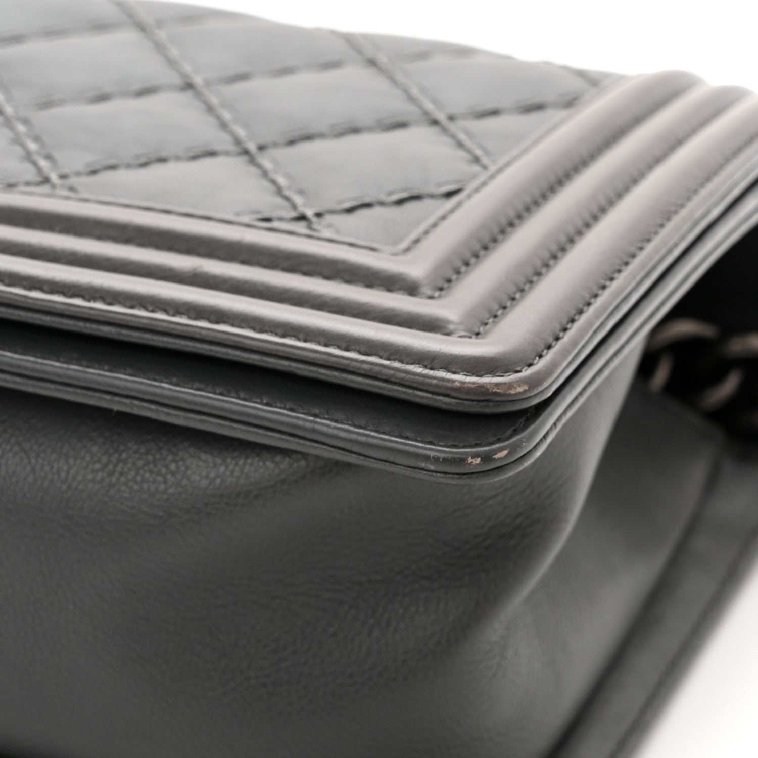 Chanel Calfskin Double Stitch Medium Boy Flap Grey 11 of 13