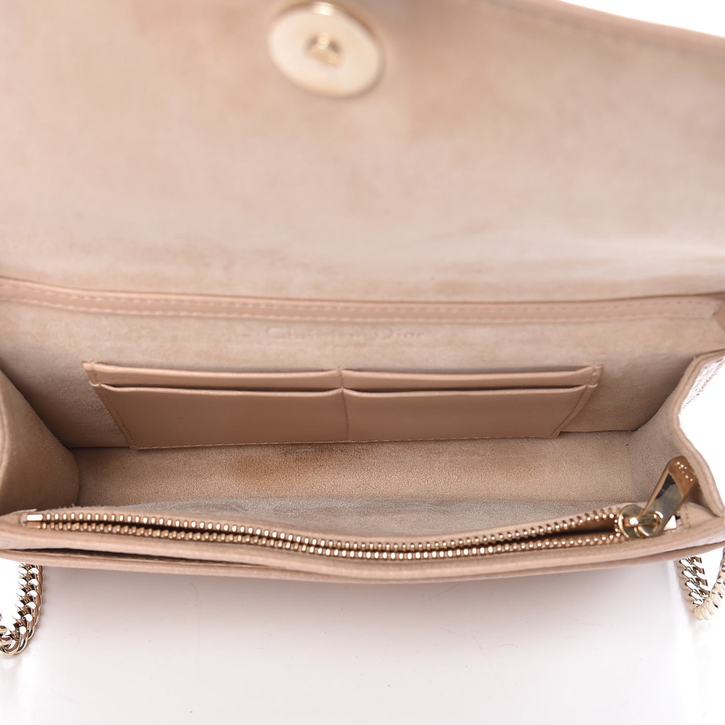 Grained Calfskin Diorama Wallet on Chain Pouch Nude