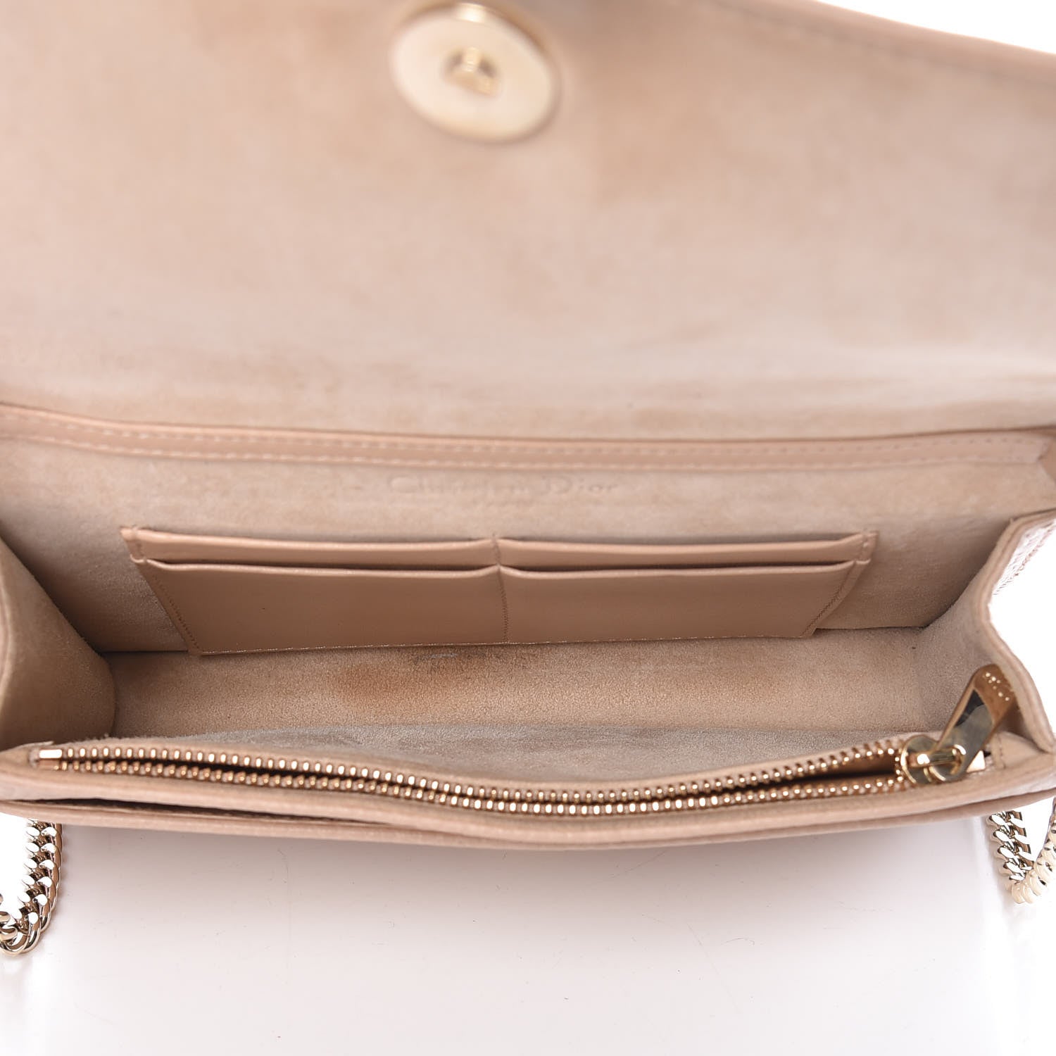 Christian Dior Grained Calfskin Diorama Wallet on Chain Pouch Nude 5 of 17