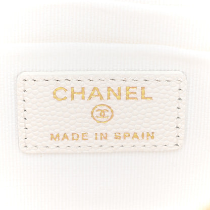 Chanel Caviar Quilted Cosmetic Case White 6 of 10