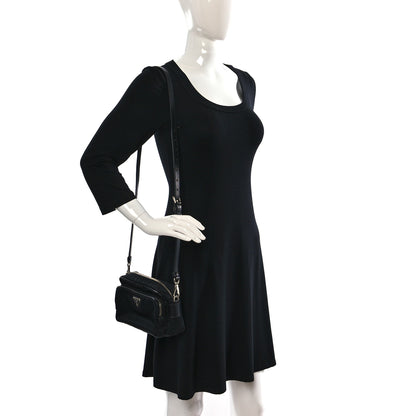 Prada Nylon Saffiano Vela Double Zip Crossbody Bag Black 2 of 12
