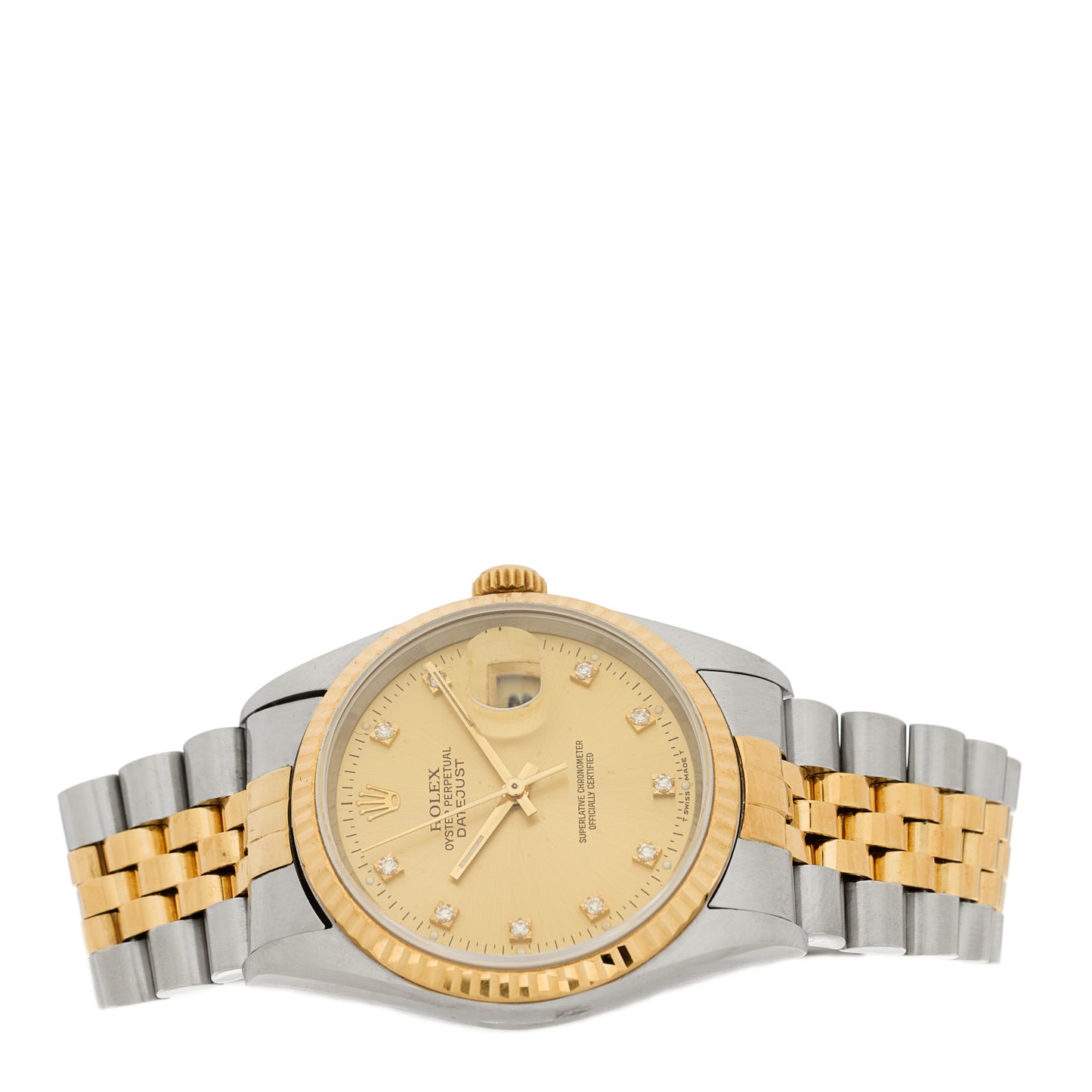 Stainless Steel 18K Yellow Gold Diamond 36mm Oyster Perpetual Datejust Watch Champagne 16233