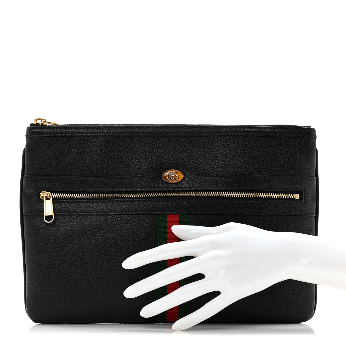 Calfskin Large Ophidia Pouch Clutch Black