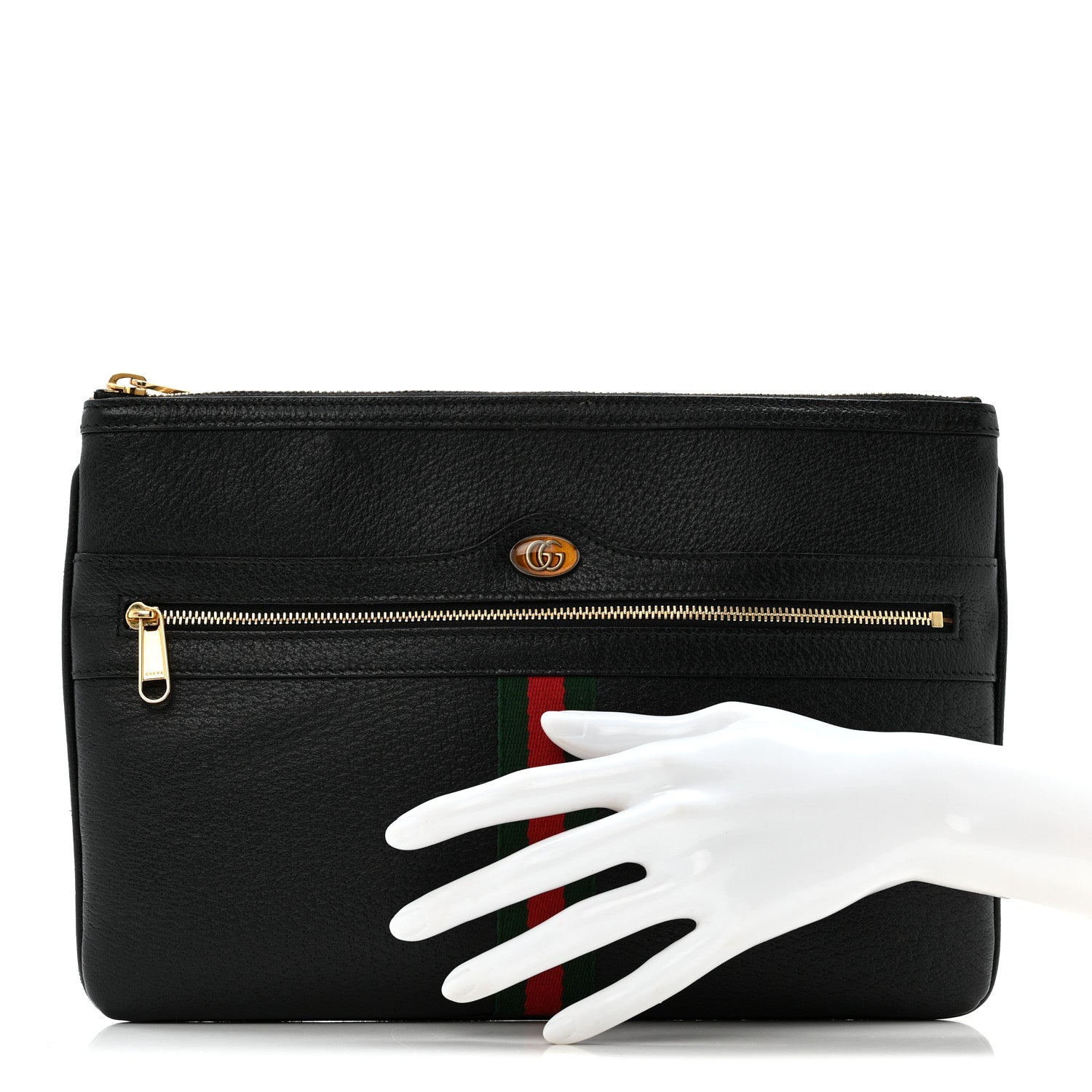 Gucci Calfskin Large Ophidia Pouch Clutch Black 2 of 10