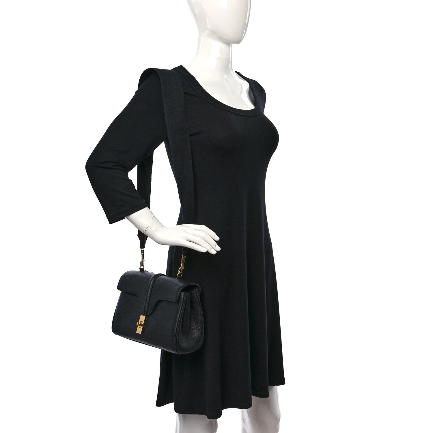Celine Grained Calfskin Teen Soft 16 Shoulder Bag Black 2 of 9