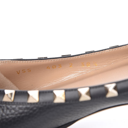 Valentino Garavani Pebbled Calfskin Rockstud Ballerina Flats 38.5 Black 8 of 9