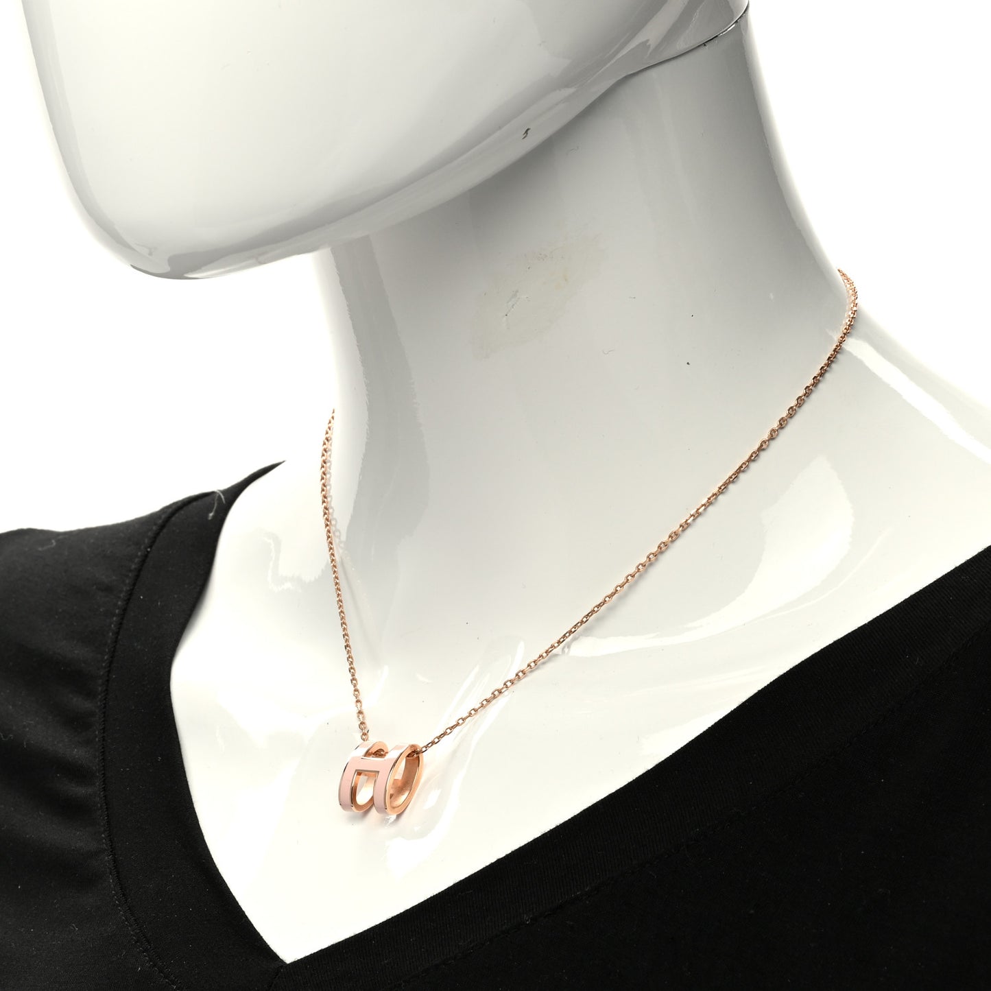 Lacquered Rose Gold Pop H Pendant Necklace Rose Dragee