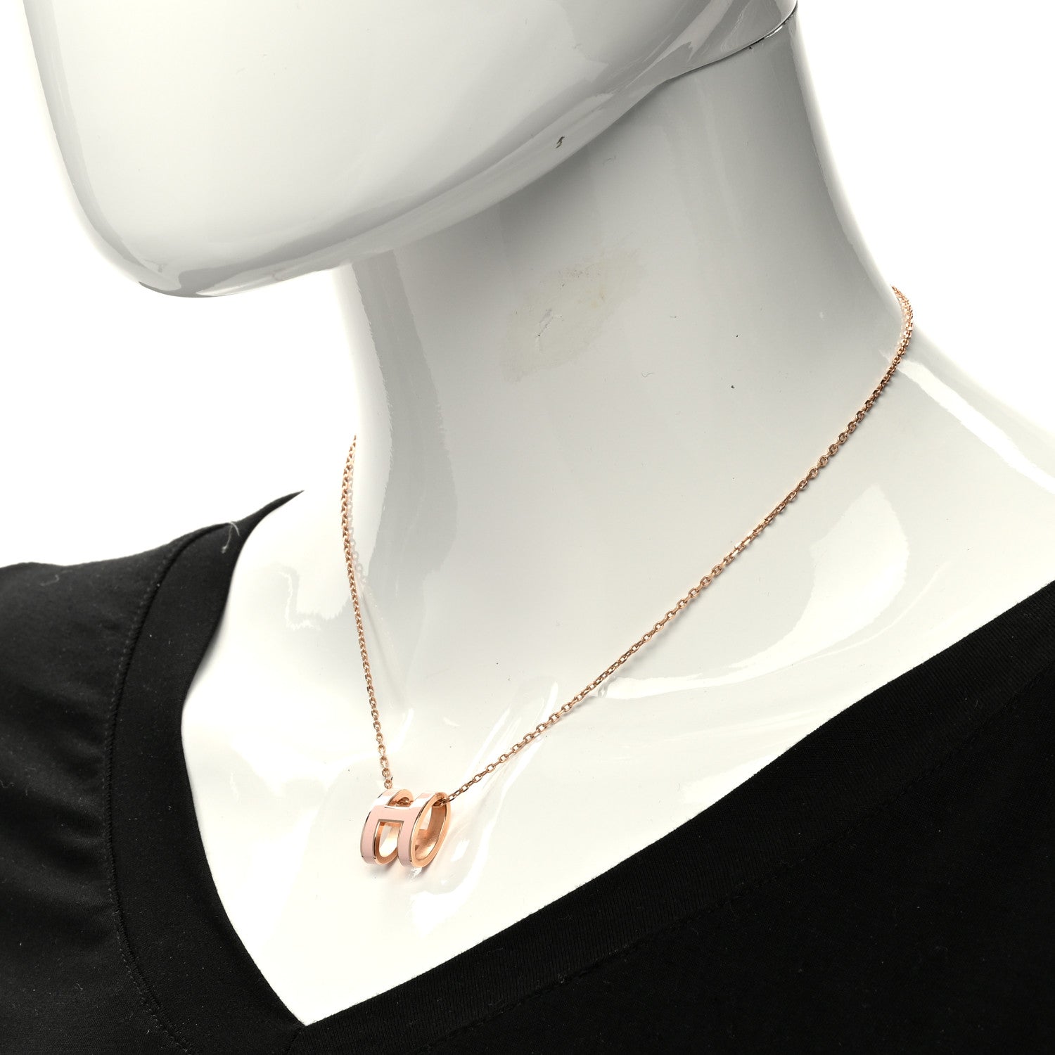 Hermes Lacquered Rose Gold Pop H Pendant Necklace Rose Dragee 2 of 7