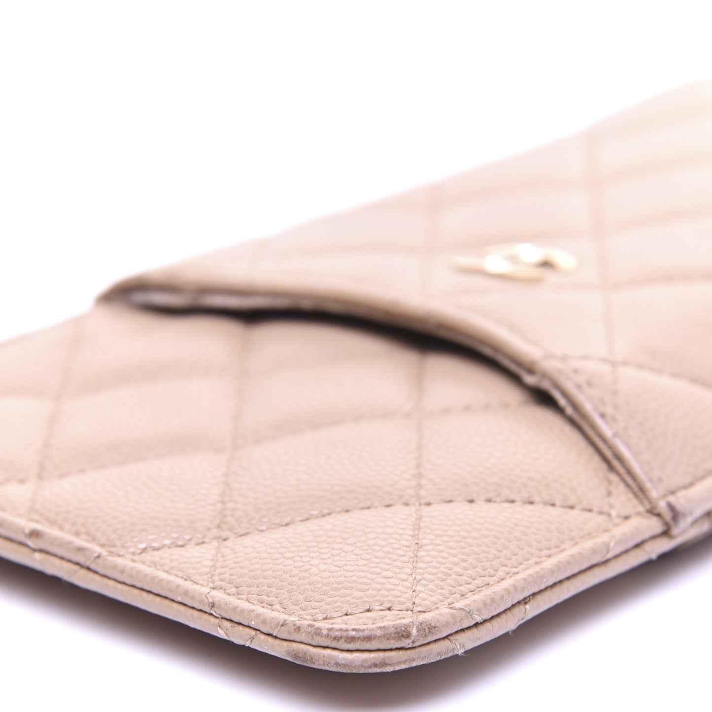 Iridescent Caviar Quilted Classic iPhone Pouch Beige
