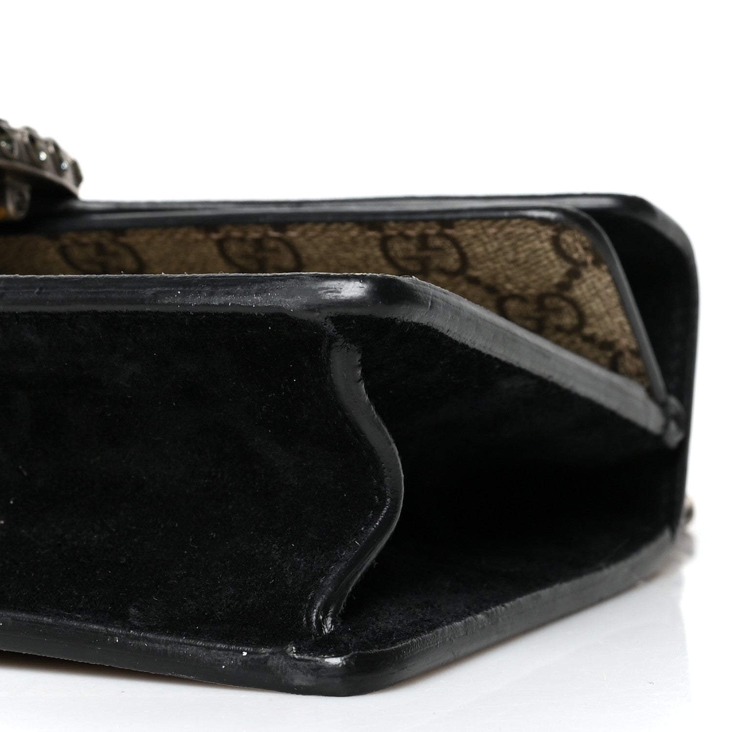 Gucci GG Supreme Monogram Suede Crystal Small Dionysus Shoulder Bag Beige Ebony Black 10 of 11